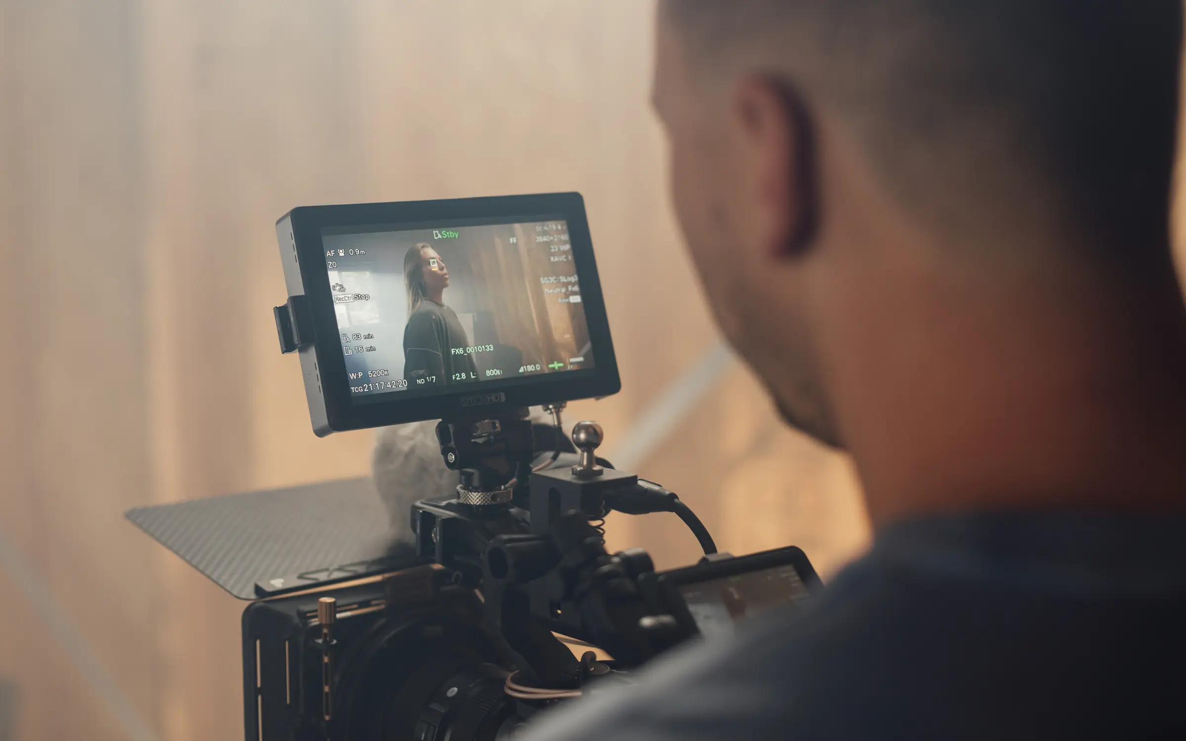 Behind the scenes: camera monitor during a shoot