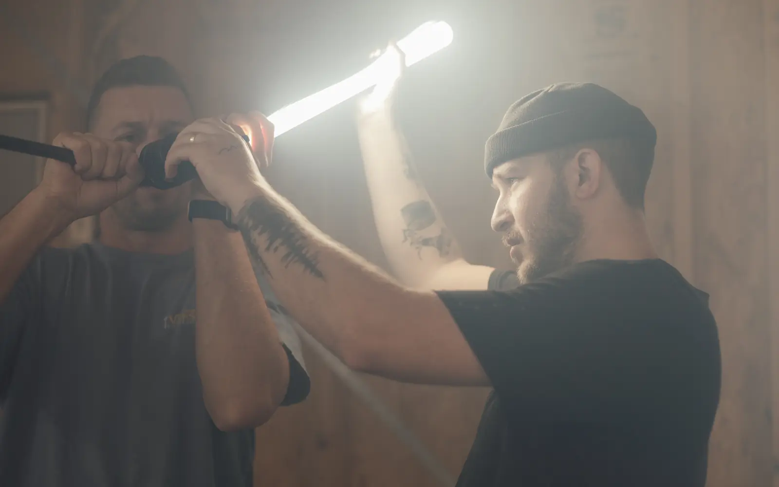 Behind the scenes: setting up lighting on a shoot